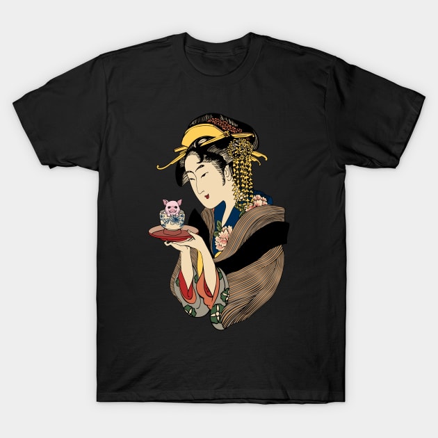 Tea Time with Pig T-Shirt by huebucket